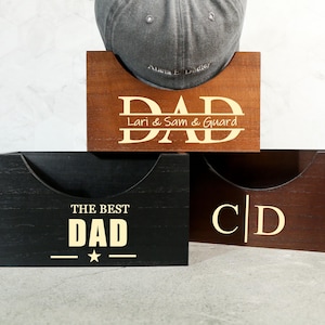 Gepersonaliseerde houten hoedenhouder, aangepaste houten pethouder voor hem, gegraveerde houten hoedenhouder voor vader, hoedenhouder display, Vaderdagcadeau