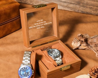 Personalized Watch Storage With Single-Slot,Personalized Watch Case,  Personalized Gift for Him Husband,Custom Engraved Watch Box for Men,