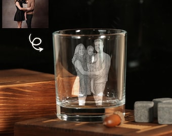 Custom Photo Whiskey Glass,Etched 11oz Whiskey Glasses from Photo,Personalized Unique Gifts for Him, best gifts for dad,husband,boyfriend