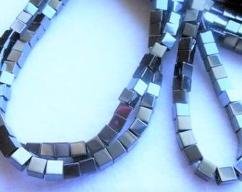 NEW Hematite Cubes in 4x4 MM ~~ Approximately 100 Beads - 1 Strand