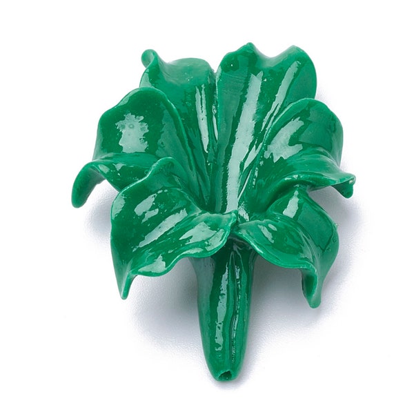 New Stunning Synthetic Coral Flower Beads in Beautiful Green 45 MM  (4), flower beads, glass beads