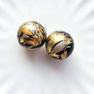 NUOVA TAGLIA Splendida coppia di perline Tensha giapponesi color oro rosa su nero da 14 mm