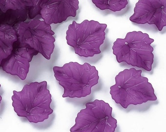 Acrylic Frosted Leaves in Beautiful Purple 24 MM x 22.5 MM (15)