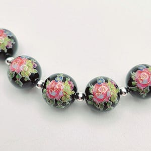 NUEVAS PRECIOSAS Cuentas Tensha Japonesas Rosadas sobre Negro de 12 MM (5)