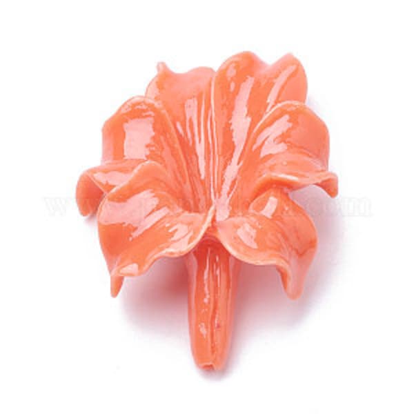 New Stunning Synthetic Coral Flower Beads in Light Salmon 45 MM  (4), flower beads, glass beads