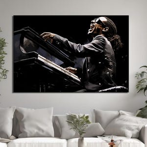 Piano Jazz Music Canvas Painting , Blues Jazz Piano Men Vocal Canvas Art, jazz wall art canvas decoration, Living Room Wall Art, Home Decor
