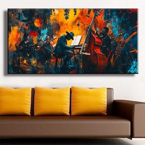 Blues Jazz Wandkunst, Jazz Band Gemälde auf Leinwand gedruckt, Retro Jazz Malerei, Jazz Poster, Jazz Wanddekor