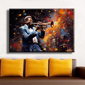 Blues Jazz Saxophone Player Musician Canvas Painting, jazz wall art canvas decoration, Music Sign Saxophone Living Room Wall Art, Home Decor