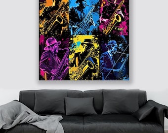Urban Jazz Soul - Graffiti Saxophone Canvas Print, Colorful