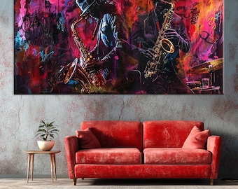 Urban Jazz Soul - Graffiti Saxophone Canvas Print, Colorful