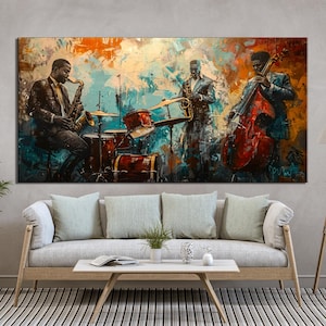 Blues Jazz Club Band Wandkunst Leinwand Gemälde, Ölgemälde, Leinwand Malerei, Wandkunst, Jazz Poster Wohnkultur, Konzert, Orchester