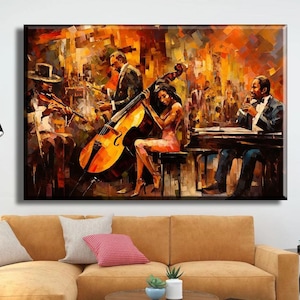 Jazz Blues Club, Night and Music, Concert, Orchestra, Jazz Blues Wall Decor, Canvas Painting, Bar Wall Decor, Home Decor