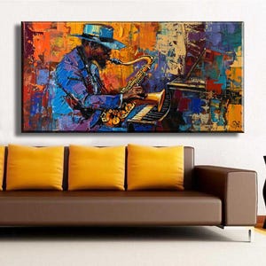 Jazz Wandbild, Sängerin mit Jazz Band Gemälde auf Leinwand gedruckt, Retro Jazz Gemälde, Jazz Poster, Jazz Wanddekor