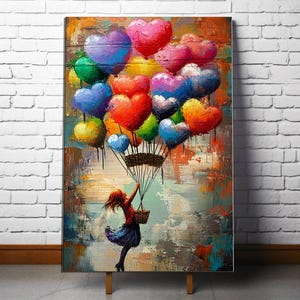 Up Movie Inspired Canvas Art, Air Balloons Wall Decor, Up Movie Inspired Balloons, Rainbow Poster Decor, Living Room Art