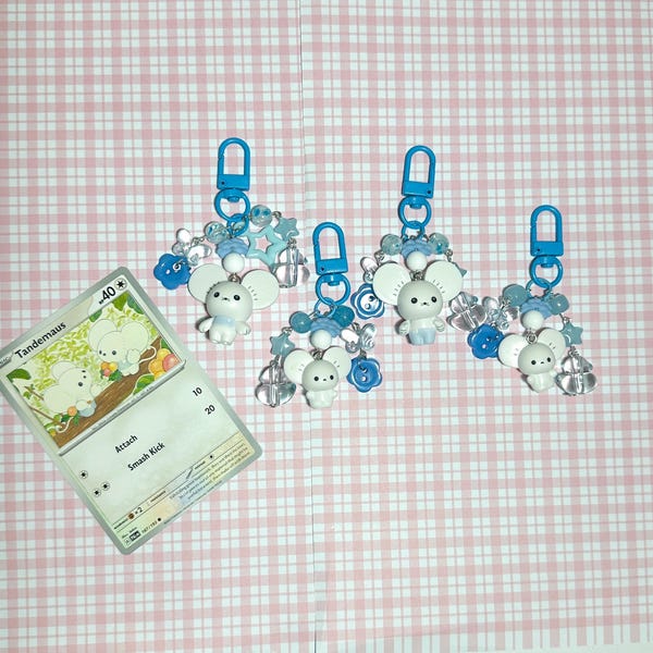 pokemon tandemaus maushold mouse family beaded charm matching keychains