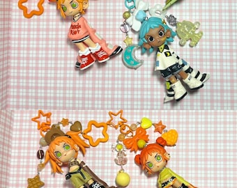 lil peach riot loading! series figure beaded charm keychains