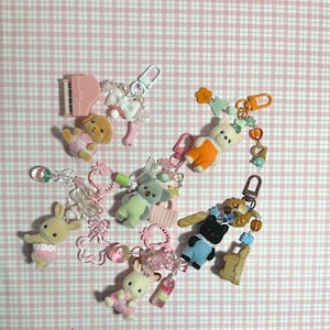 calico critter / sylvanian family shopping baby  series charm beaded keychains