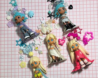 lil peach riot loading! series figure beaded charm keychains