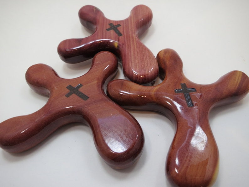Set of Three Medium Cedar Palm Crosses With Woodburned Cross Etsy