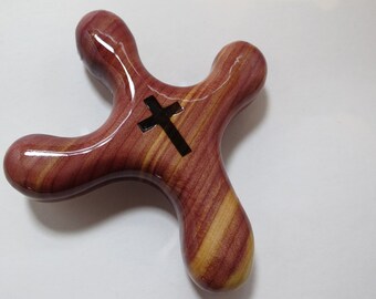 New Small Cedar Palm Cross with Woodburned Cross