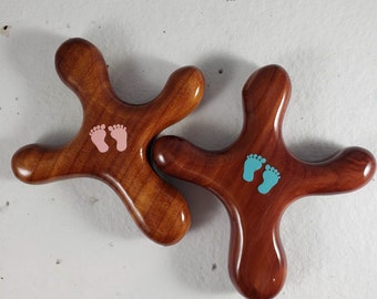 Small Cedar Cross with Baby Feet Symbol