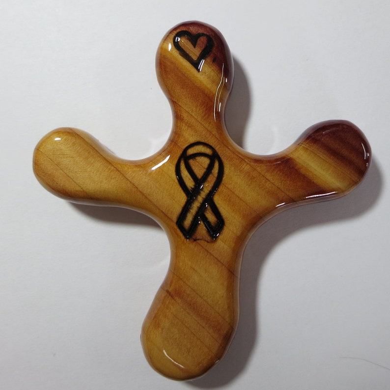 Medium Cedar Palm Cross With a Wood-burned Cancer Ribbon - Etsy