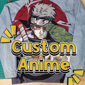 Anime-anpassad hoodiejacka, handgjord animejacka – Skicka ditt foto, jag förvandlar det till bärbar konst – Patchwork-fankonstpresent