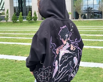 Anime Inspired Long Coat, Black Hooded Trench Cosplay Jacket