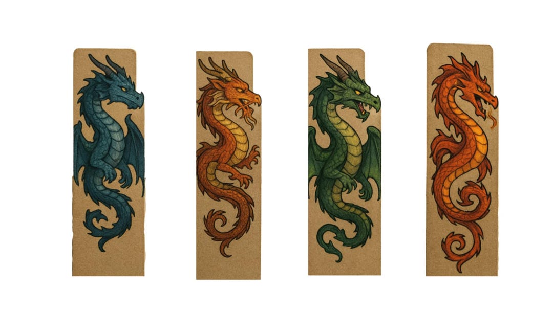 Dragon Bookmark Set – Mythical Creature Fantasy Bookmarks | Printable ...