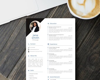 2025 Modern Resume Template with Photo – Editable CV for Word & Pages + Coordinated Cover Letter