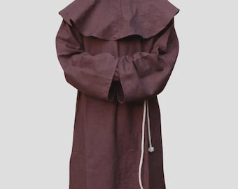 Medieval Franciscan Monk Habit – Authentic Christian Robe for LARP, Renaissance Faire & Cosplay | Hooded Costume