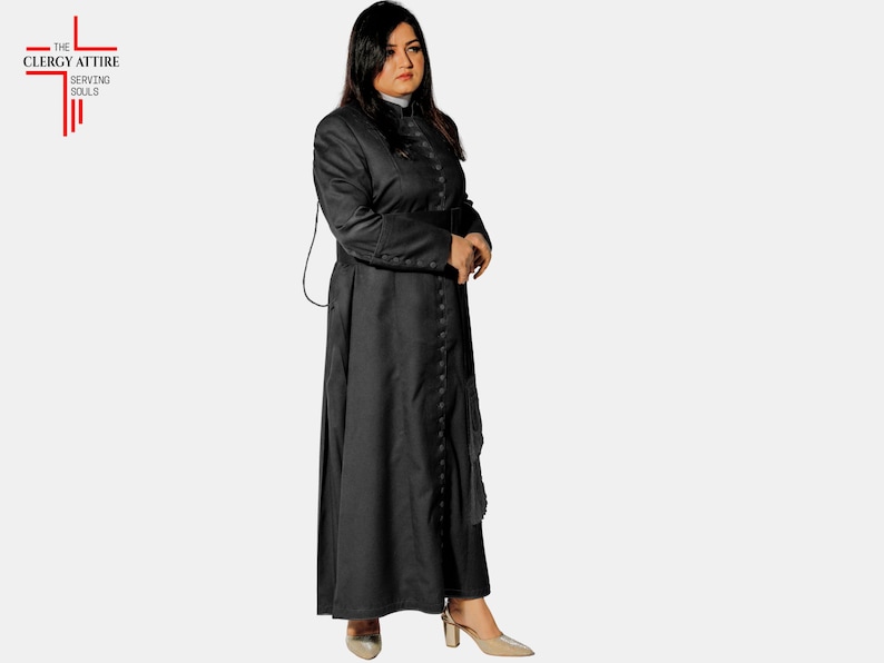 Upper Class Robe Phoebe, Tailored Cassock Robe for Female | Women's Black Clergy Cassock ...