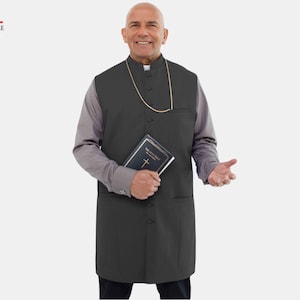 Colete de igreja, colete de adoração, colete de clero, colete católico, colete de padre, colete litúrgico de gola alta tradicional