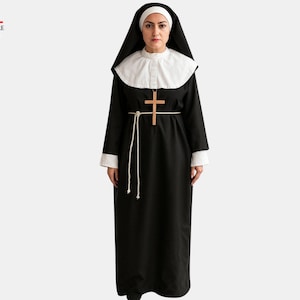 Black Nun Habit for Sisters in Modest Uniform Style, Traditional Nuns Clothing, Custom Made Nuns Attire, Nuns Sister Clothes