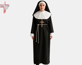 Black Nun Habit for Sisters in Modest Uniform Style, Traditional Nuns Clothing, Custom Made Nuns Attire, Nuns Sister Clothes