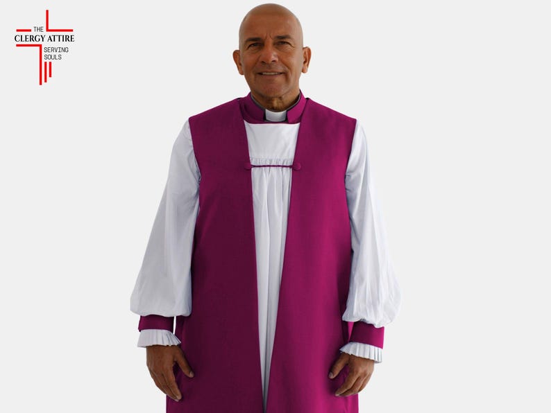Clergy Wear – Men’s Bishop Chimere and Rochet Set – Red Purple Vestment ...