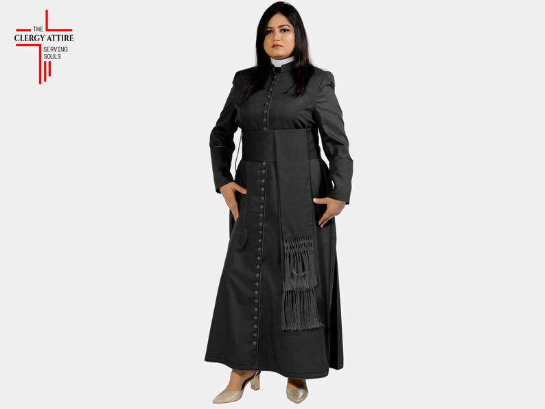 Upper Class Robe Phoebe, Tailored Cassock Robe for Female | Women's Black Clergy Cassock ...