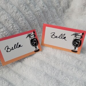 Pink Orange Tropical Party Place Cards Name Cards Printable