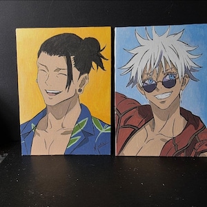 Beach Gojo Geto 2 paintings set Jujutsu Kaisen original painting no print Perfect Gift Sumner time