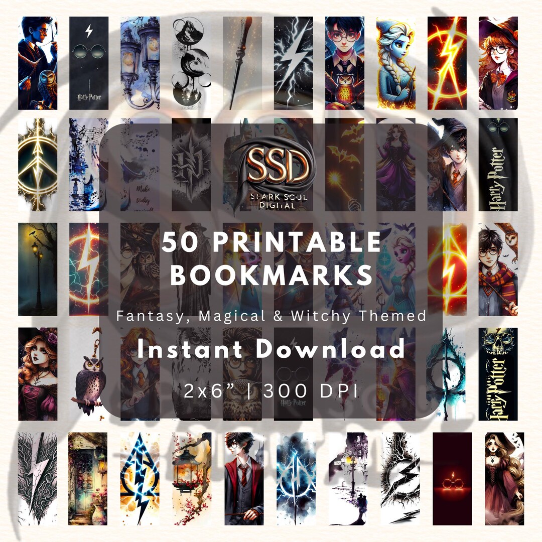 Wizard School Printable Bookmarks Sublimation Bundle, Magical Romantasy ...