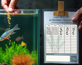 Seguimiento de la salud y alimentación de los peces: programa imprimible de alimentación y registro de observación para acuarios: planificador digital para mascotas en PDF
