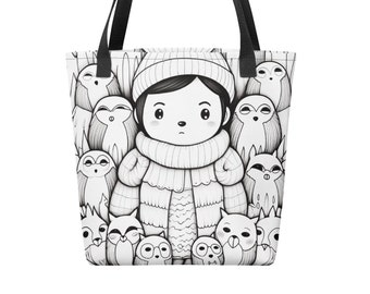 Kawaii Owl Boy Color-Me Tote bag