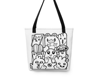 Kawaii Doodle Friends Color-Me Tote bag