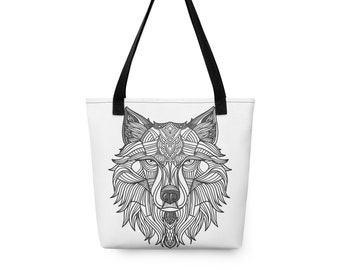 Wolf Mandala Color-Me Tote bag