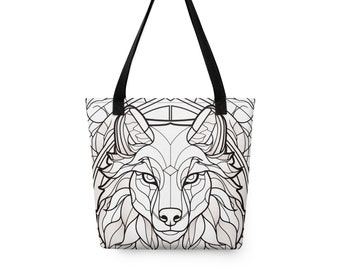 Stained Glass Wolf Tote bag