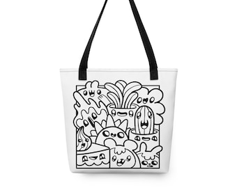 Kawaii Doodles Plant Friends Color-Me Tote bag