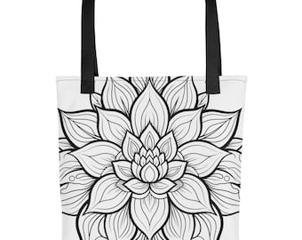 Lotus Mandala Color-Me Tote bag, DIY custom bag