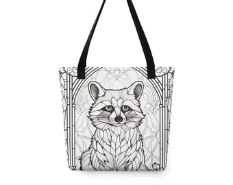 Stained Glass Racoon Color-Me Tote bag