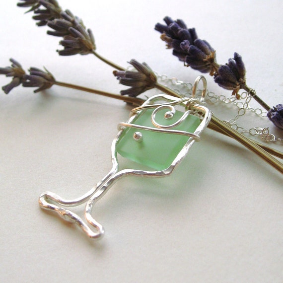 Items similar to Wine glass necklace Recycled wine bottle jewelry