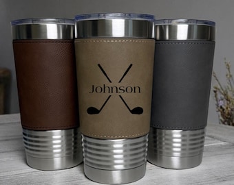 Personalized Golf Tumbler: Leatherette 20oz Travel Cup